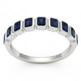 <span style="color:purple">SPECIAL!</span> 1.16ct G SI 14kt White Gold Blue Sapphire Gemstone Bezel Set Half Eternity Band Ring Size 6.5