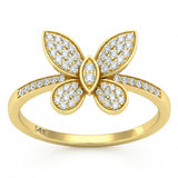 .30ct G SI 14kt Yellow Gold Diamond Butterfly Ring Size 6.5