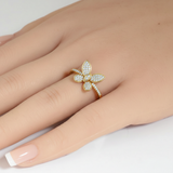 .30ct G SI 14kt Yellow Gold Diamond Butterfly Ring Size 6.5