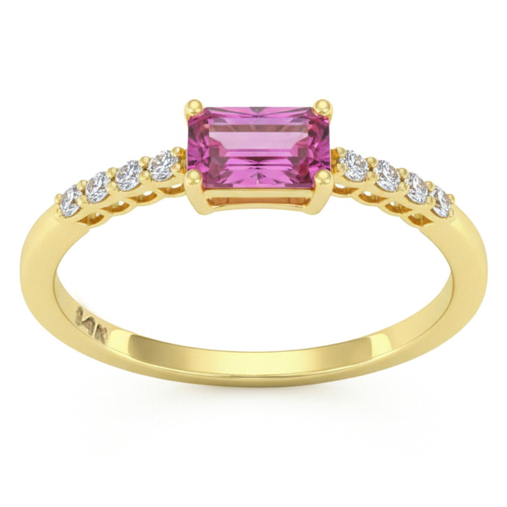 .62ct G SI 14kt Yellow Gold Diamond & Pink Sapphire Gemstone Ring Size 6.5