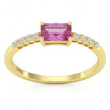 .62ct G SI 14kt Yellow Gold Diamond & Pink Sapphire Gemstone Ring Size 6.5