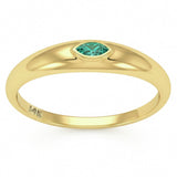 .09ct G SI 14kt Yellow Gold Emerald Gemstone Bezel Set Ring Size 6.5