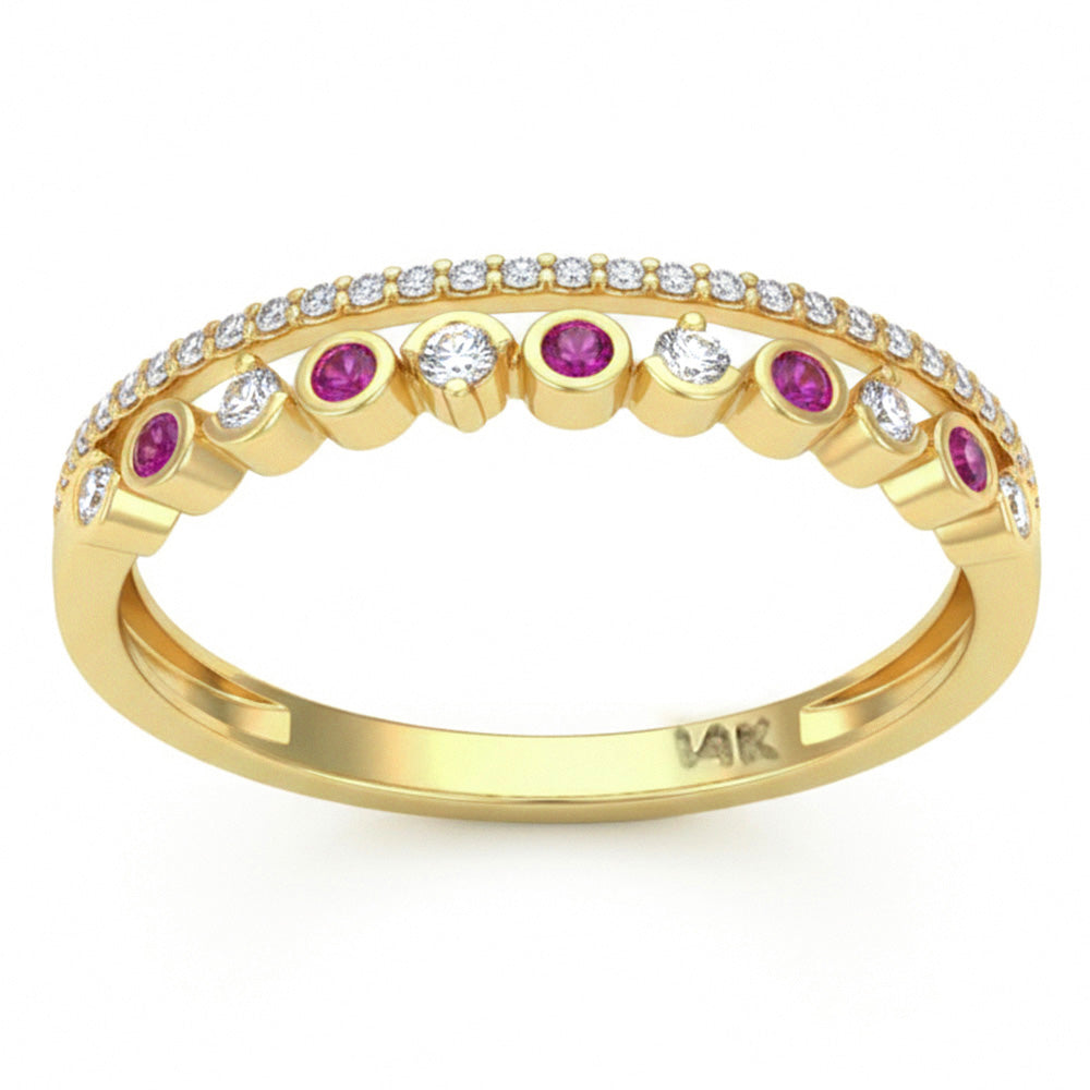 .21ct G SI 14kt Yellow Gold Diamond & Pink Sapphire Gemstone Ring Size 6.5