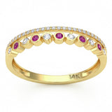 .21ct G SI 14kt Yellow Gold Diamond & Pink Sapphire Gemstone Ring Size 6.5