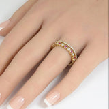 .21ct G SI 14kt Yellow Gold Diamond & Pink Sapphire Gemstone Ring Size 6.5
