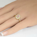 .52ct G SI 14kt Yellow Gold Diamond & Pink Sapphire Gemstone Ring Size 6.5