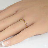.16ct G SI 14kt Yellow Gold Pink Sapphire Gemstone Bezel Set Band Ring Size 6.5