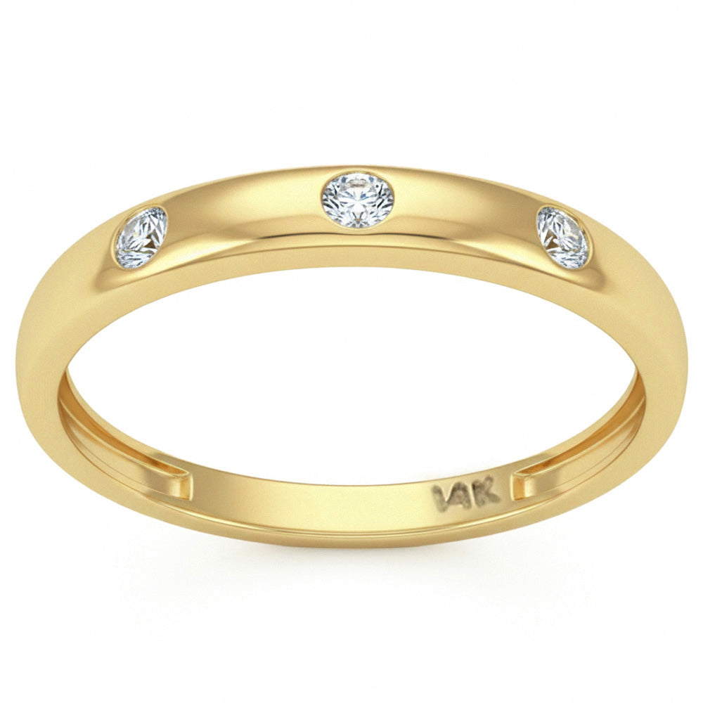 .13ct G SI 14kt Yellow Gold Diamond Bezel Set Band Ring Size 6.5