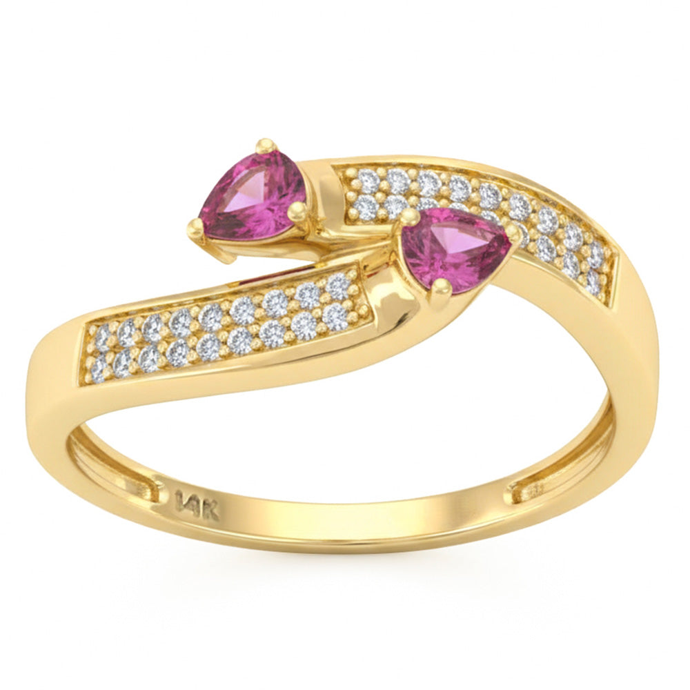 .73ct G SI 14kt Yellow Gold Diamond & Pink Sapphire Gemstone Wrap Ring Size 6.5