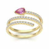 1.01ct G SI 14kt Yellow Gold Diamond & Pink Sapphire Gemstone Wrap Around Ring Size 6.5