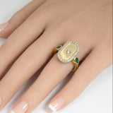 .50ct G SI 14kt Yellow Gold Diamond & Emerald Gemstone Modern Ring Size 6.5