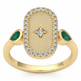 .50ct G SI 14kt Yellow Gold Diamond & Emerald Gemstone Modern Ring Size 6.5