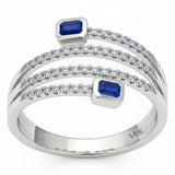 .47ct G SI 14kt White Gold Diamond & Blue Sapphire Gemstone Wrap Ring Size 6.5