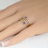 .47ct G SI 14kt Yellow Gold Diamond & Blue Sapphire Gemstone Wrap Ring Size 6.5
