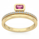 .44ct G SI 14kt Yellow Gold Diamond & Pink Sapphire Gemstone Ring Size 6.5
