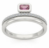.48ct G SI 14kt White Gold Diamond & Pink Sapphire Gemstone Ring Size 6.5