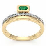 .45ct G SI 14kt Yellow Gold Diamond & Emerald Gemstone Ring Size 6.5