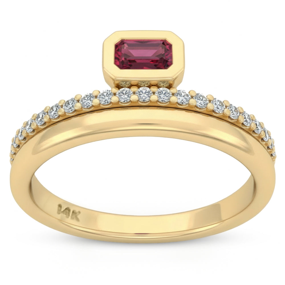 .49ct G SI 14kt Yellow Gold Diamond & Ruby Gemstone Ring Size 6.5