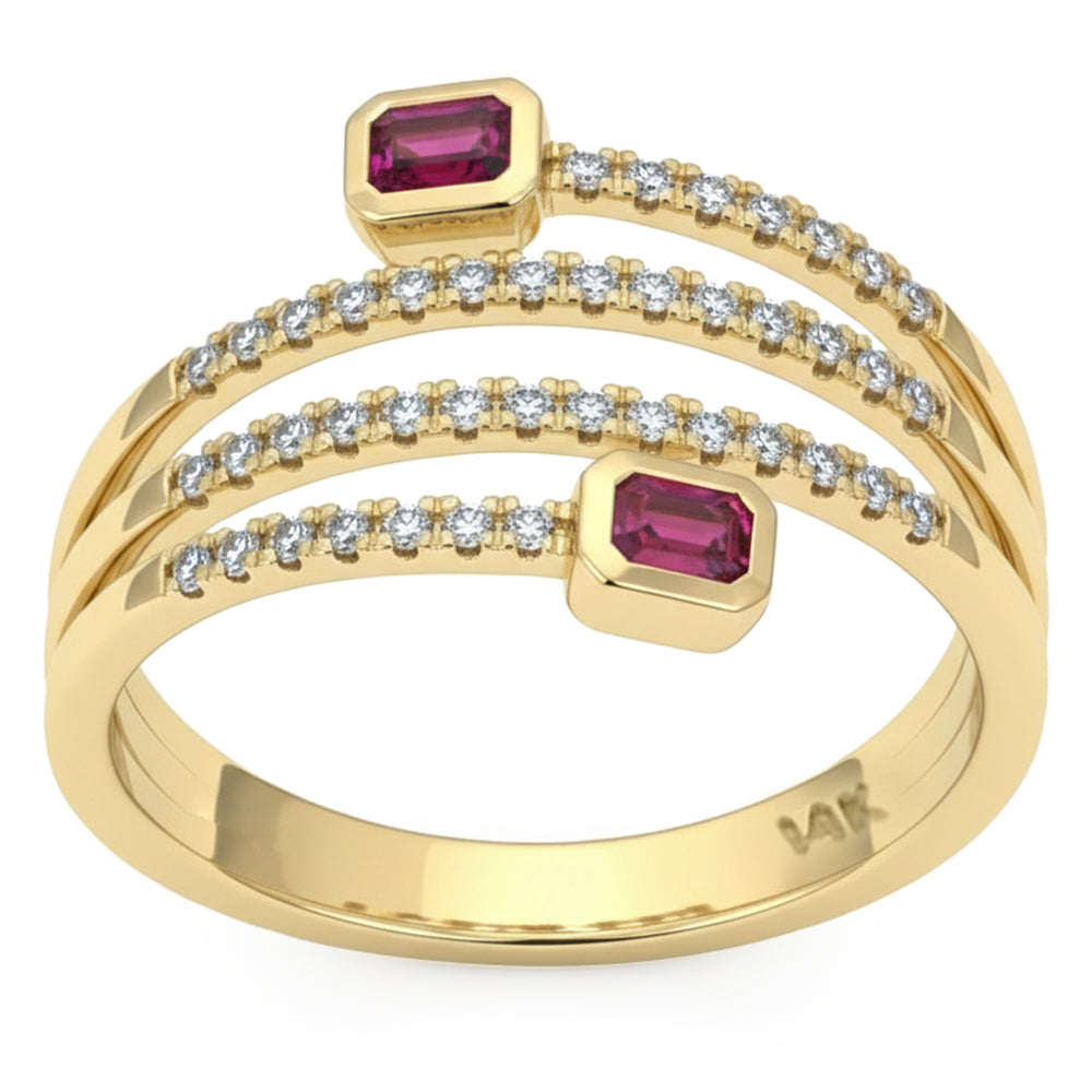 .39ct G SI 14kt Yellow Gold Diamond & Ruby Gemstone Wrap Ring Size 6.5