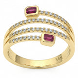 .39ct G SI 14kt Yellow Gold Diamond & Ruby Gemstone Wrap Ring Size 6.5