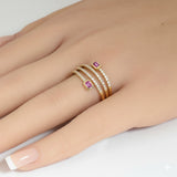.43ct G SI 14kt Yellow Gold Diamond & Pink Sapphire Gemstone Wrap Ring Size 6.5