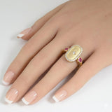 .58ct G SI 14kt Yellow Gold Diamond & Pink Sapphire Gemstone Modern Ring Size 6.5