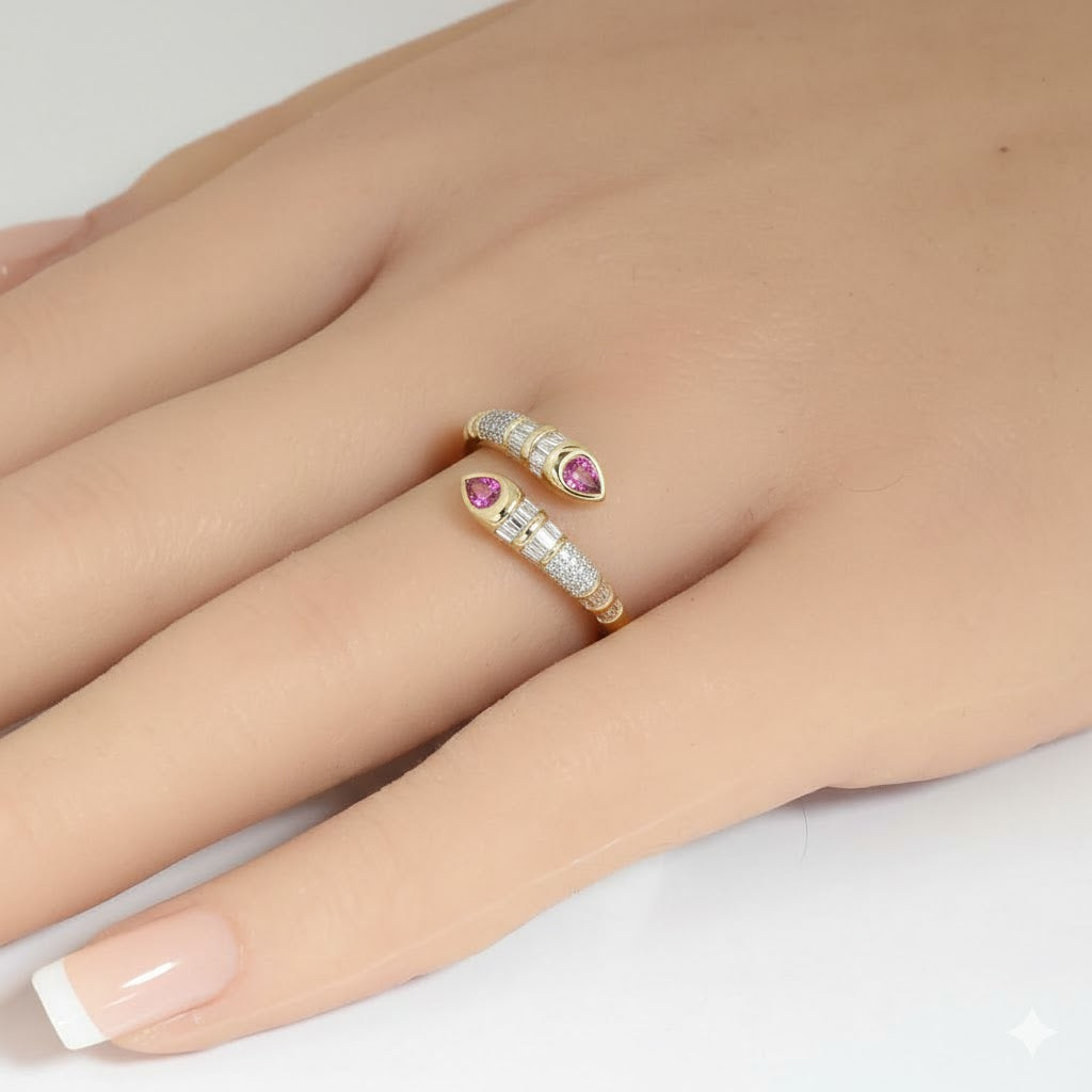 .70ct G SI 14kt Yellow Gold Diamond & Pink Sapphire Gemstone Wrap Ring Size 6.5