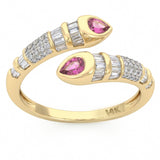 .70ct G SI 14kt Yellow Gold Diamond & Pink Sapphire Gemstone Wrap Ring Size 6.5
