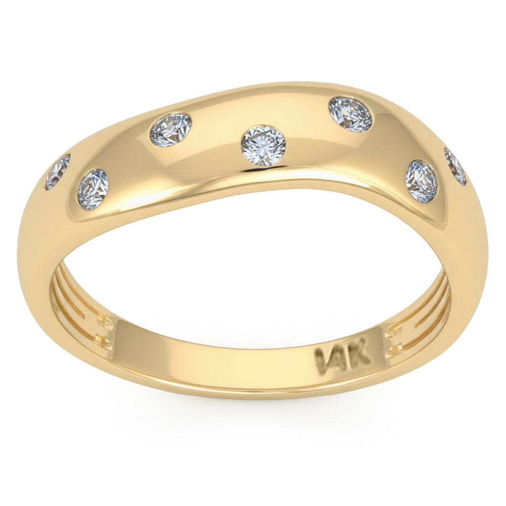 .19ct G SI 14kt Yellow Gold Diamond Bezel Set Band Ring Size 6.5