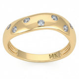 .19ct G SI 14kt Yellow Gold Diamond Bezel Set Band Ring Size 6.5