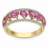 1.38ct G SI 14kt Yellow Gold Diamond & Pink Sapphire Gemstone Ring Size 6.5