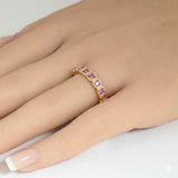 <span style="color:purple">SPECIAL!</span> 1.25ct G SI 14kt Yellow Gold Pink Sapphire Gemstone Bezel Set Band Ring Size 6.5