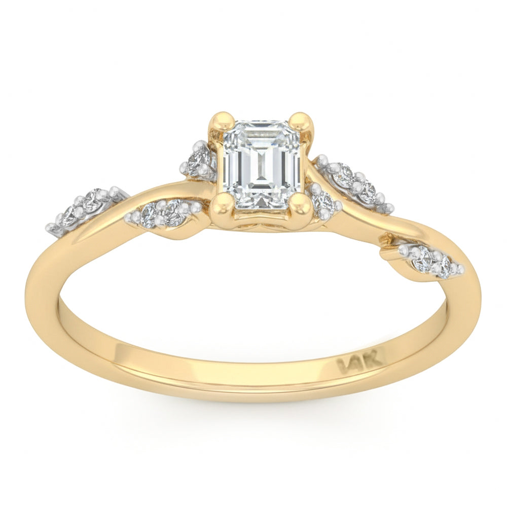 <span style="color:purple">SPECIAL!</span> .39ct G SI 14kt Yellow Gold Emerald Cut Diamond Engagement Ring Size 6.5