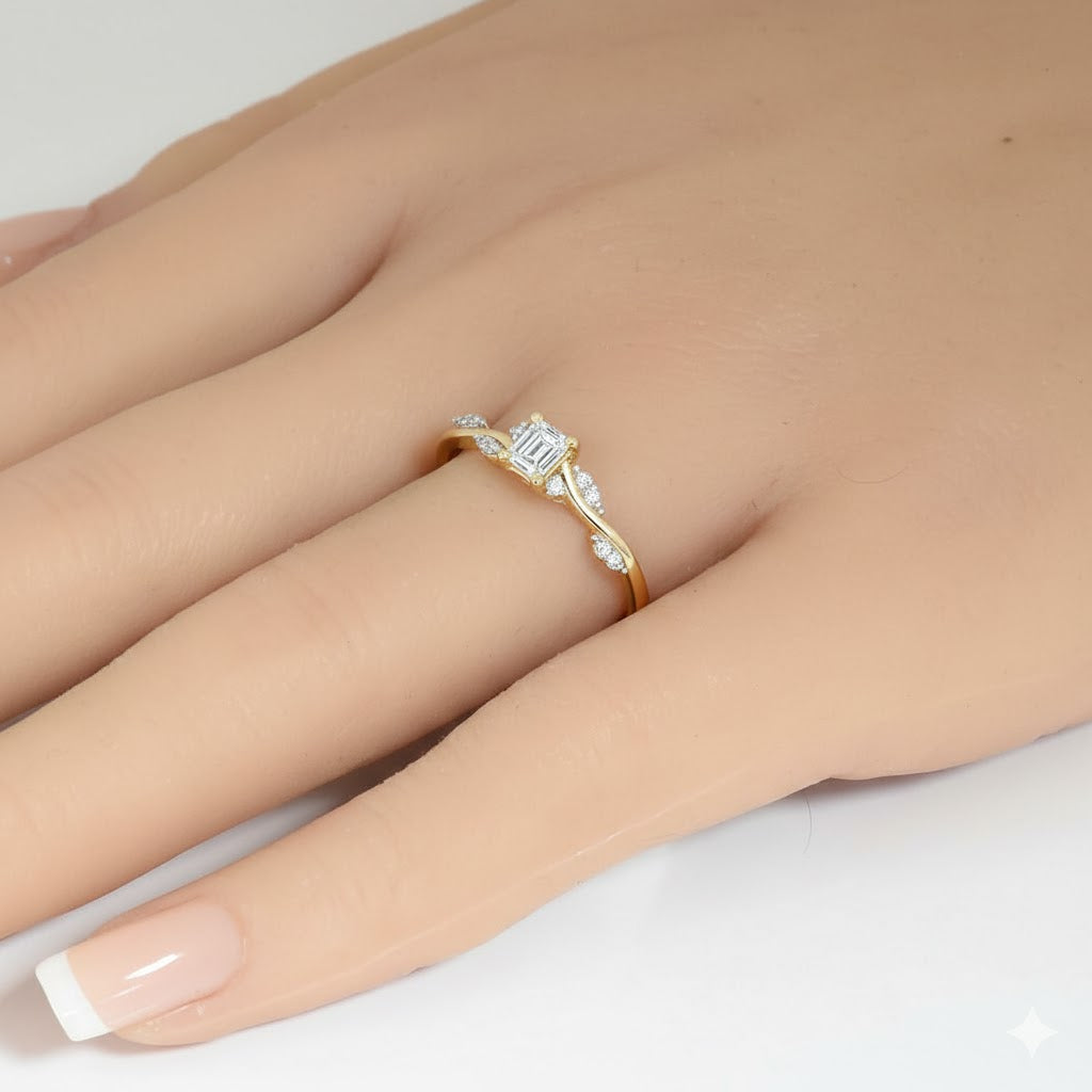 <span style="color:purple">SPECIAL!</span> .39ct G SI 14kt Yellow Gold Emerald Cut Diamond Engagement Ring Size 6.5