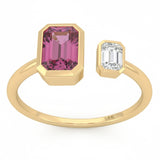 1.15ct G SI 14kt Yellow Gold Diamond & Pink Sapphire Moi Toi Gemstone Ring Size 6.5