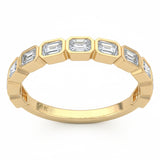 1.19ct G SI 14kt Yellow Gold Emerald Cut Diamond Bezel Set Band Ring Size 7