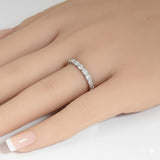 1.11ct G SI 14kt White Gold Emerald Cut Diamond Bezel Set Band Ring Size 7