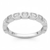 1.11ct G SI 14kt White Gold Emerald Cut Diamond Bezel Set Band Ring Size 7
