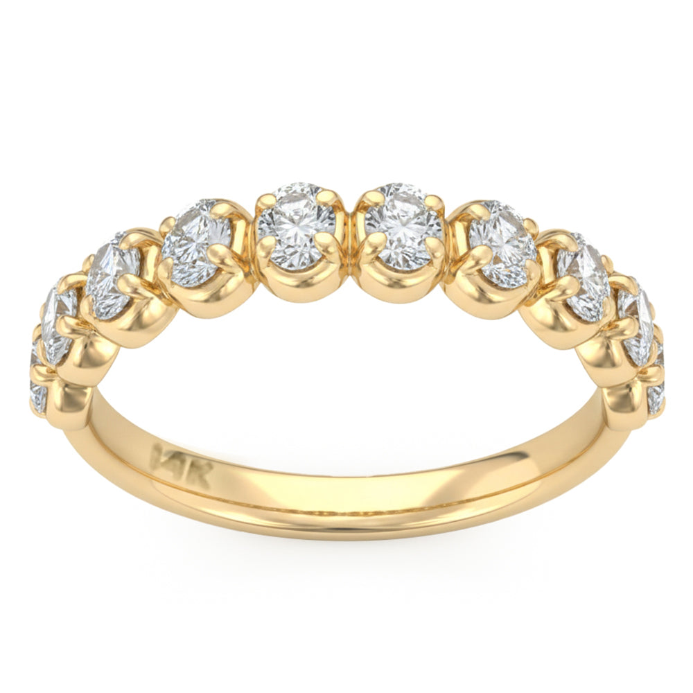 .73ct G SI 14kt Yellow Gold Diamond Half Eternity Oval Band Ring Size 6.5