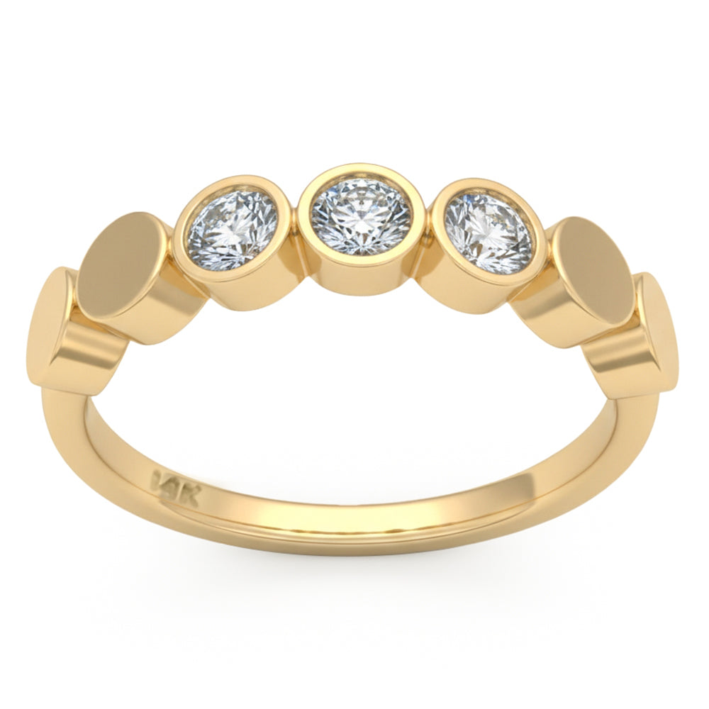 .30ct G SI 14kt Yellow Gold Round Diamond Bezel Set Band Ring Size 6.5