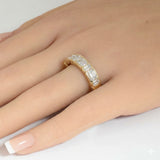 1.17ct G SI 14kt Yellow Gold Emerald Cut Diamond Bezel Set Band Ring Size 6.5