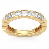 1.17ct G SI 14kt Yellow Gold Emerald Cut Diamond Bezel Set Band Ring Size 6.5