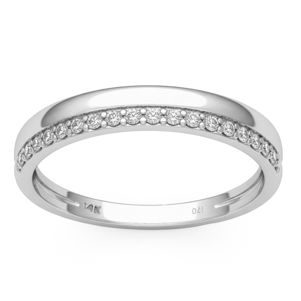 <span style="color:purple">SPECIAL!</span> .16ct G SI 14kt White Gold Round Diamond Band Ring Size 6.5