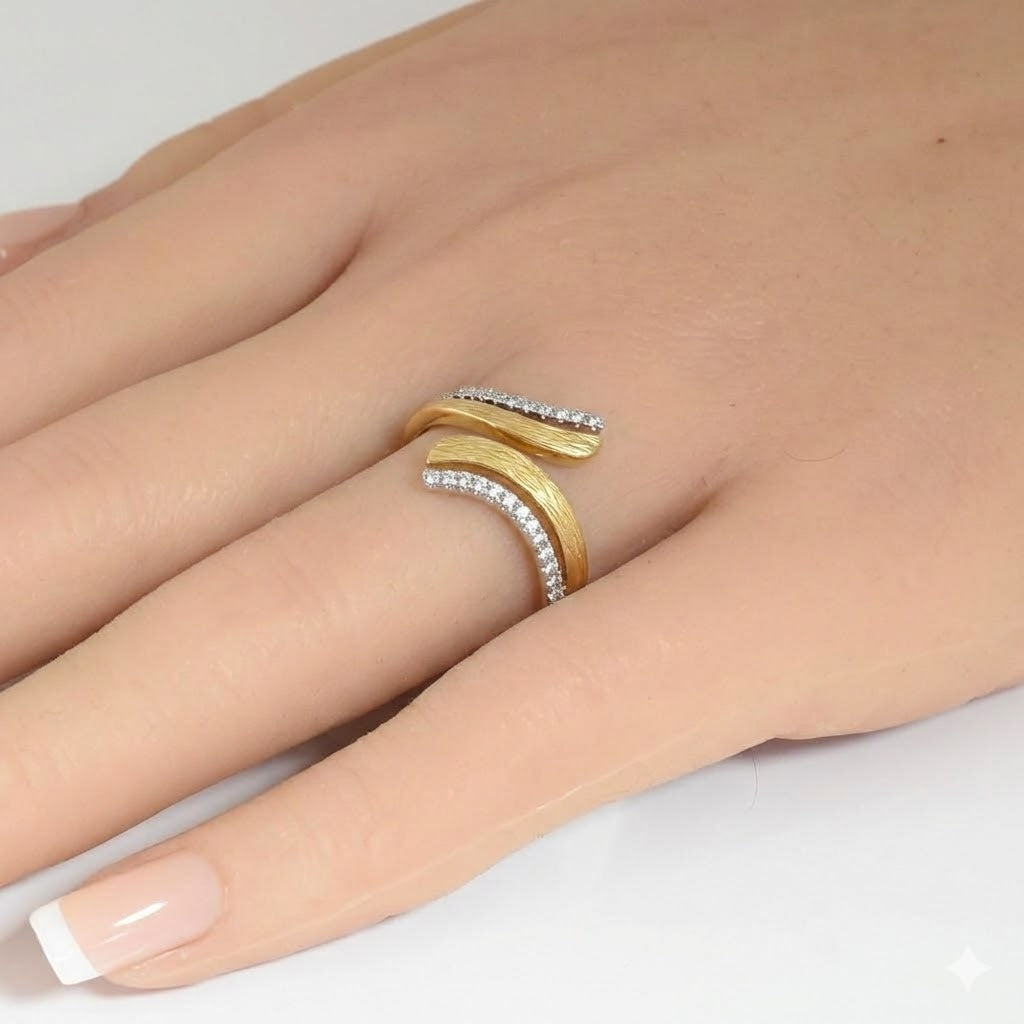 <span style="color:purple">SPECIAL!</span> .16ct G SI 14kt Yellow Gold Modern Diamond Wrap Ring Size 6.5