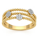 .17ct G SI 14kt Yellow Gold Diamond Multi Bead Band Ring Size 6.5