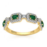 .73ct G SI 14kt Yellow Gold Diamond & Emerald Gemstone Ring Size 6.5