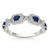<span style="color:purple">SPECIAL!</span> .96ct G SI 14kt White Gold Diamond & Blue Sapphire Gemstone Ring Size 6.5