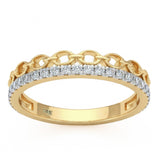 <span style="color:purple">SPECIAL!</span> .24ct G SI 14kt Yellow Gold Round Link Diamond Band Ring Size 6.5
