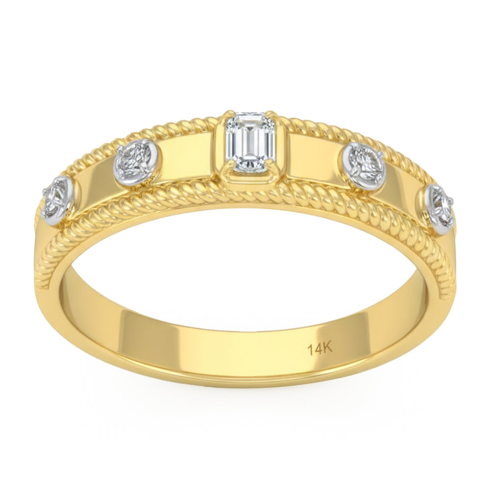 .17ct G SI 14kt Yellow Gold Diamond Modern Band Ring Size 6.5