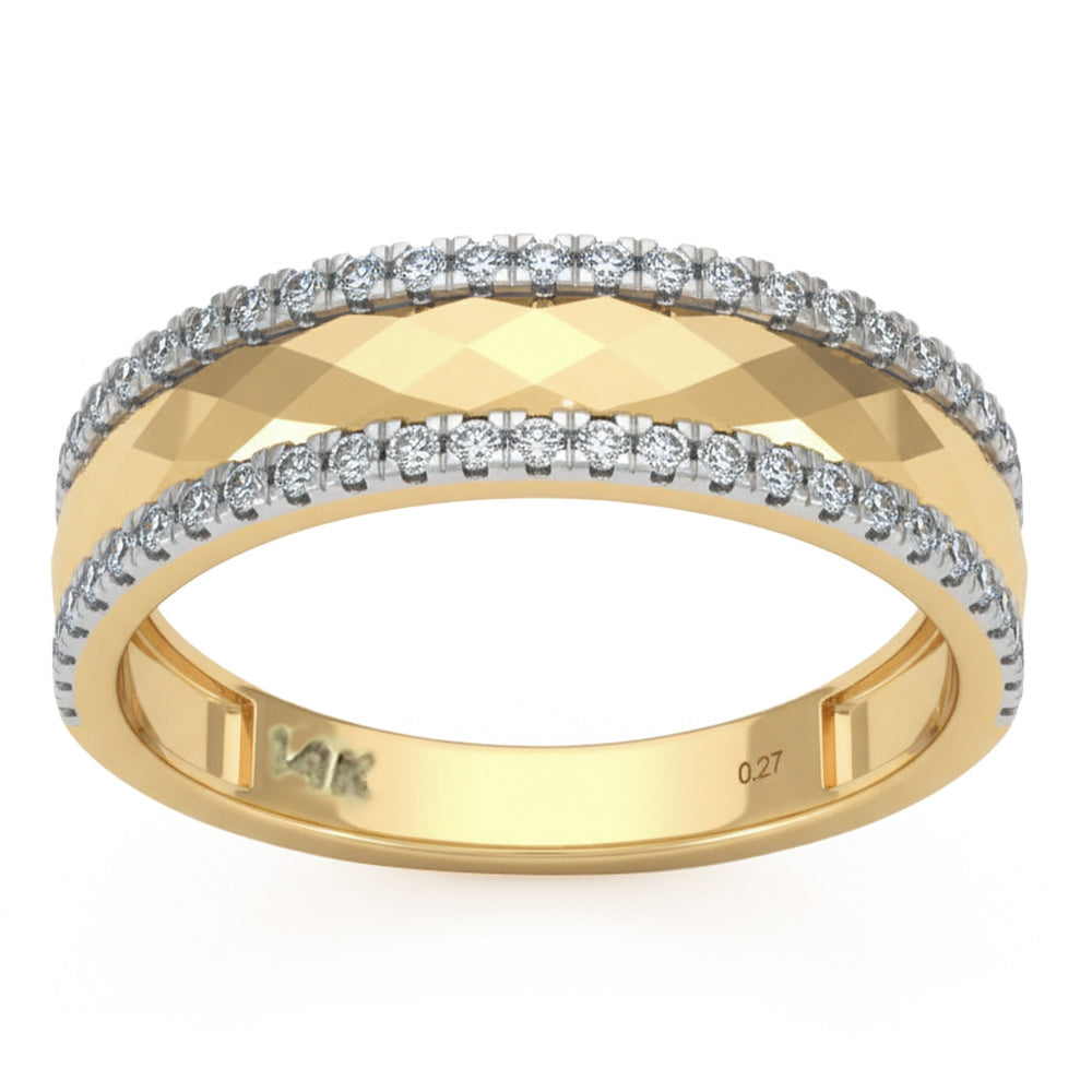 <span style="color:purple">SPECIAL!</span> .27ct G SI 14kt Yellow Gold Diamond Cut Modern Band Ring Size 6.5